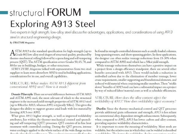 A913 Steel featured in Structure Magazine